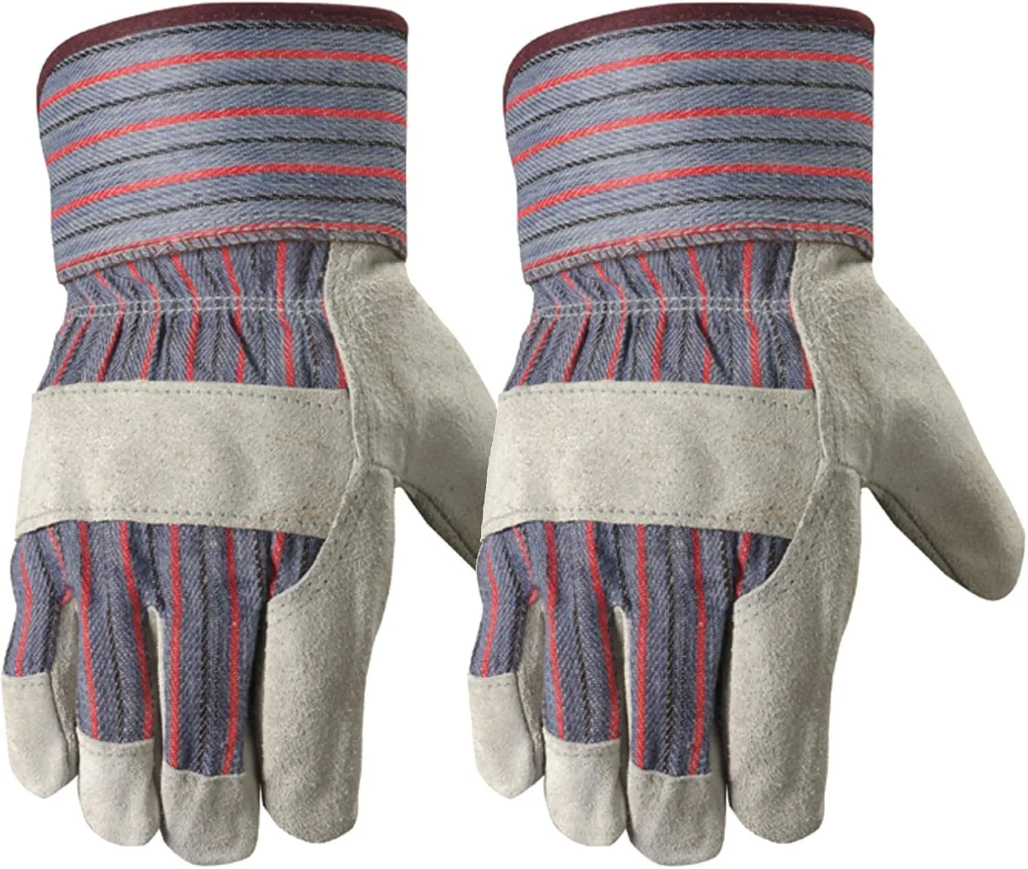 Wells Lamont 2 Pair Pack Men's Leather Work Gloves with Heavy Duty Reinforced Palms, Large (4006N-WNW) , Grey
