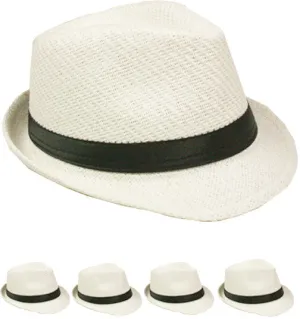white color straw fedora hat Case of 72