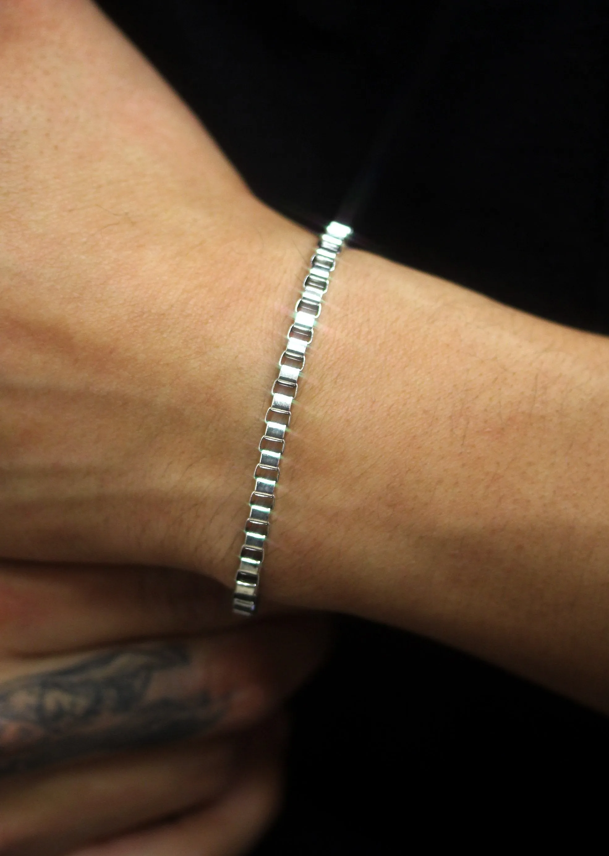 White Gold Plated Box Bracelet