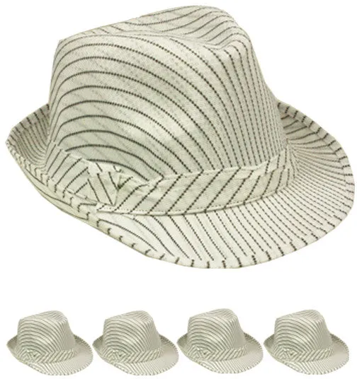 white striped mesh fedora hat Case of 72