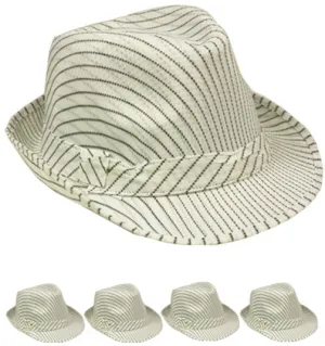 white striped mesh fedora hat Case of 72