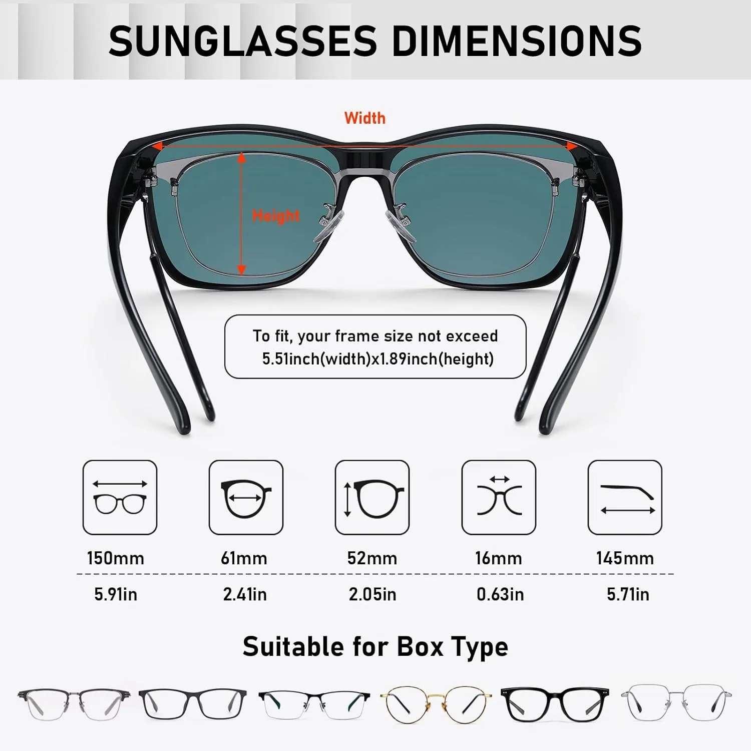 Wzerry Polarized Fit Over Glasses Sunglasses, Wear Over Sunglasses Wrap Around Shades for Men Women UV400 Pretection
