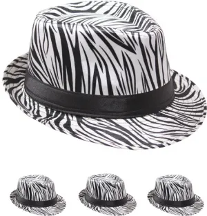 zebra print fedora hat Case of 72