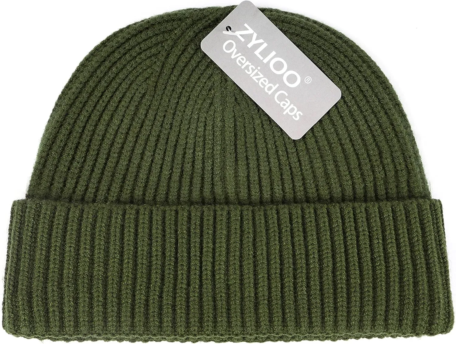 Zylioo XXL Brimless Beanie Hats,Large Knitted Trawler Skull Cap,Winter Stretchy Docker Cap,Warm Rolled Cuff Harbour Hat